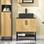 washbasin under wardrobe 60 cm wide with bamboo door