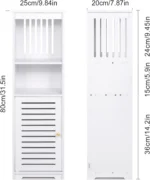 White multifunctional bathroom storage cabinet with 1 door and 3 shelves - Image 3