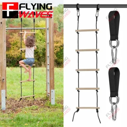 Children Climbing Rope Ladder Wooden