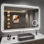 100x60 cm Bathroom Mirror,45W Anti-Fog, Lighting Time Display