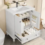 Floor-standing bathroom cabinet with washbasin - Image 2