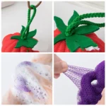 Dopamine Color Bath Sponge Fruit Vegetable Shape Non-Shedding Bubble Ball For Women Soft Shower Tool - Image 2