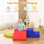 4 Pieces Soft Foam Climbing Blocks Suede Cover Safe Kids - Image 5