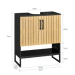washbasin under wardrobe 60 cm wide with bamboo door - Image 3