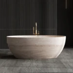 Artificial Stone Freestanding Bathtub, 1.7m Egg-Shaped Double