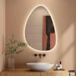 Asymmetric Bathroom Mirror, LED Light, Touch Switch