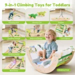 9-in-1 Dinosaur Themed Kids Climbing Set Wooden - Image 4
