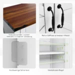 Bathroom Cabinets with Drawers and Adjustable Shelves - Image 6