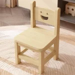 Solid Wood Children's Backrest Chair Cute Smiley Face - Image 2
