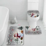 Red Christmas Bath Mat Set Green - Image 4