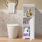 Bathroom Storage Cabinet White PVC - Image 3