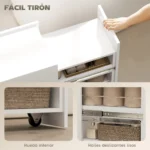 Bathroom Furniture with Drawer and Wheels Freestanding Organizer with 3 Compartments - Image 5