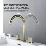 Brushed Gold Basin Faucet Hot And Cold Tap Bathroom - Image 2