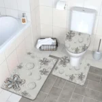 3-Piece Floral Bath Mat Set - Soft Flannel Non-Slip Bath - Image 2