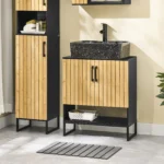 washbasin under wardrobe 60 cm wide with bamboo door - Image 2