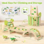 9-in-1 Dinosaur Themed Kids Climbing Set Wooden - Image 3