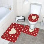 3pcs Geometric Circle and Heart Design Valentine's Day Bathroom