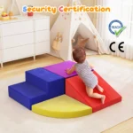 4 Pieces Soft Foam Climbing Blocks Suede Cover Safe Kids