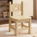 Solid Wood Children's Backrest Chair Cute Smiley Face - Image 4
