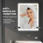 Dimmable LED Bathroom Mirror 80x60cm, Anti-Fog with Memory Function - Image 4