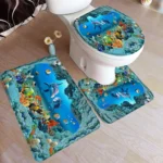 Cartoon Dolphin Bath Mat Set Blue - Image 5