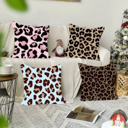 Classic leopard print Square cushions suitable for use in guesthouses bedrooms living rooms sofas and when traveling