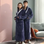 Autumn and Winter Warm Long Coral Velvet Thick Couple Bath Bathrobes - Image 2