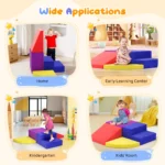 4 Pieces Soft Foam Climbing Blocks Suede Cover Safe Kids - Image 6