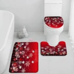 Red Christmas Bath Mat Set Green - Image 2
