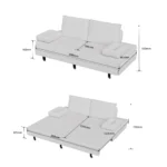 Sofa Bed 90/180x200 cm, with cushions and armrest pillows, double - Image 4