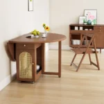 Solid wood folding dining table and chairs - Image 2