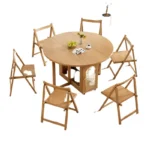 Solid wood folding dining table and chairs