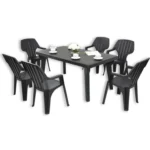 Tomaino-Plastic garden Table and 6 Chairs Set-With Extendable Extension,