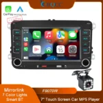 BQCC 7" HD Car MP5 Player FM BT Colorful lights RDS Radio Mirrorlink USB charging Wireless Android AUTO/ Carplay for VW