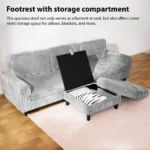 3-seater sofa gray Corduroy with Storage and Reversible Scandinavian style - Image 2