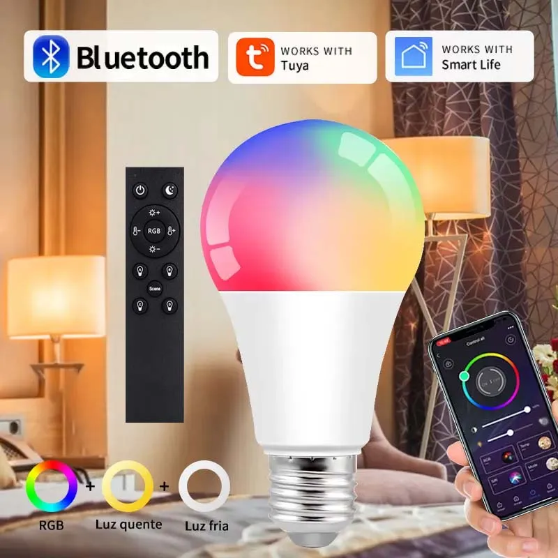 kf-S5d8a5dd2853e40cc83b74bbcac528941F Smart Bluetooth LED Light Bulb E27 9W/15W/18W RGB Lamp Dimmable - Image 1