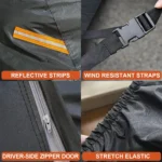 Kayme Black Heavy Duty Cotton Car Cover Waterproof All Weather, Full Exterior Cover Outdoor Snow Sun Uv Protection with Zipper - Image 4