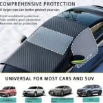 Winter Car Snow Cover with Magnetic Reinforcement Half-Cover Frost & Snow Shield for Windshield Auto Vehicle Protection
