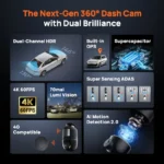 Global Version 70mai Dash Cam 4K Omni X800 360° Rotating Dual-Channel HDR - Image 6