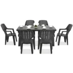 Tomaino-Plastic garden Table and 6 Chairs Set-With Extendable Extension, - Image 6