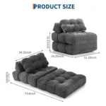Folding Sofa Bed Convertible Sleeper Chair with Pillow Foldable - Image 3