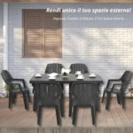 Tomaino-Plastic garden Table and 6 Chairs Set-With Extendable Extension, - Image 2