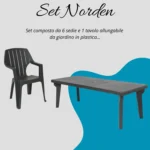 Tomaino-Plastic garden Table and 6 Chairs Set-With Extendable Extension, - Image 3