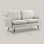 2-Seater Living Room Sofa with 4 Cushions Armrest - Image 3