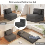Folding Sofa Bed Convertible Sleeper Chair with Pillow - Image 5