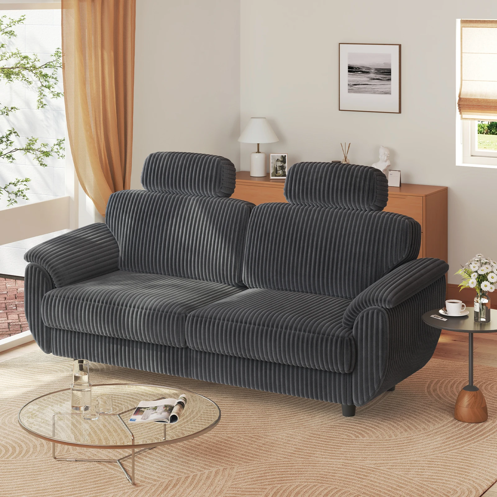 kf-S94c5d643c33d423fb8f647f1576e21bcW Patbrela Sofa Corduroy Modern 3-seater Comfortable - Image 1