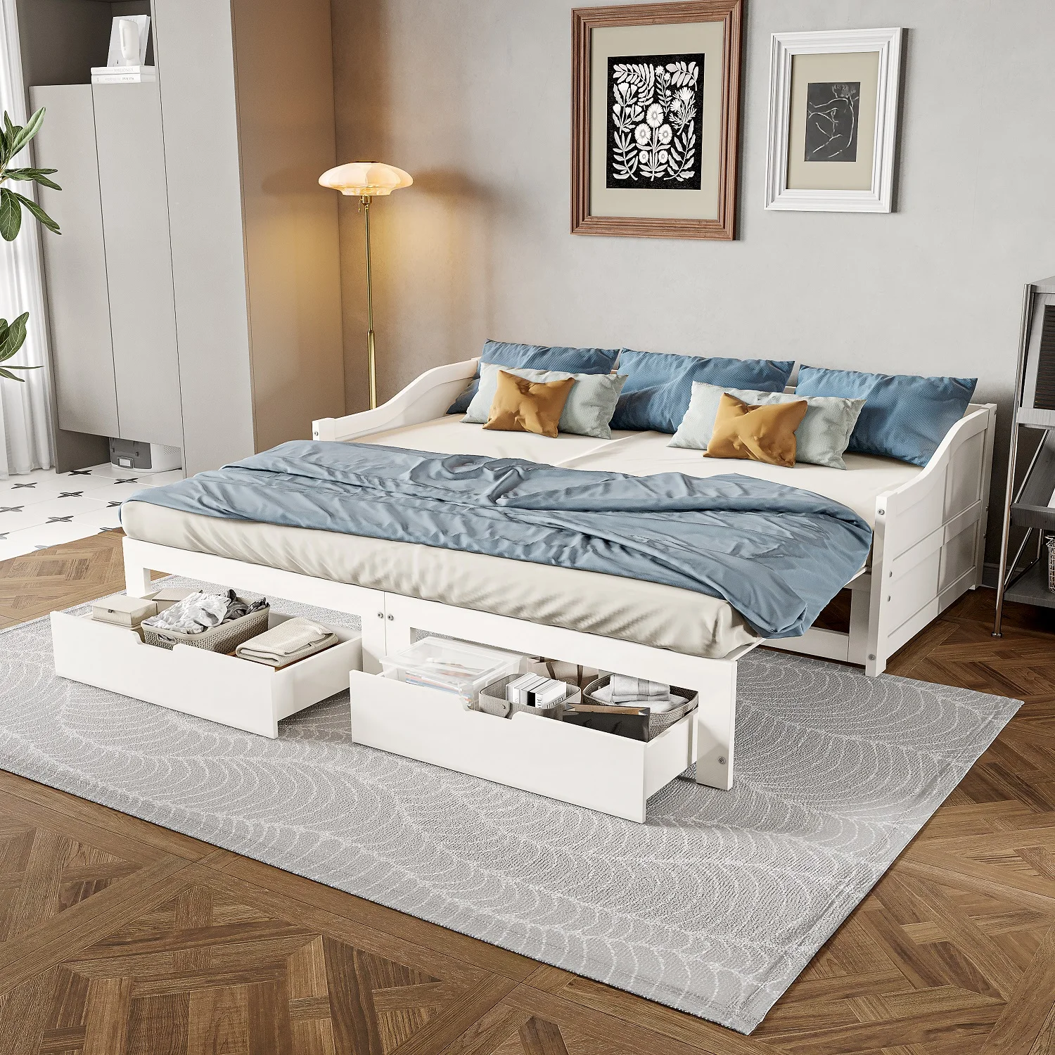 kf-S96840ee0b68d4f5da655b3261dce6940t 2-in-1-Schlafsofa mit Schubladen, 90/180 x 200 cm - Image 1