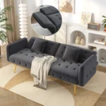 Two-seater multifunctional sofa bed with bed function, adjustable backres - Image 2
