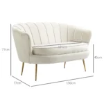 Seater Sofa, Upholstered Loveseat with Arms, Velvet, Up to 150kg, - Image 2