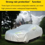 Car Cover, All-season Waterproof Breathable Auto Body Full Protective Cover Dust Proof, Snap-On Windproof Belt, 192"x74"x61" - Image 5